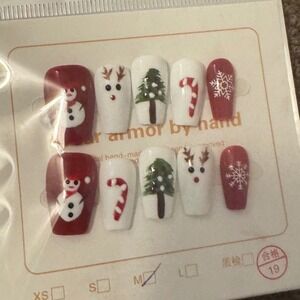 Christmas Press On Nails Medium Length Holiday Nail Art Festive Xmas